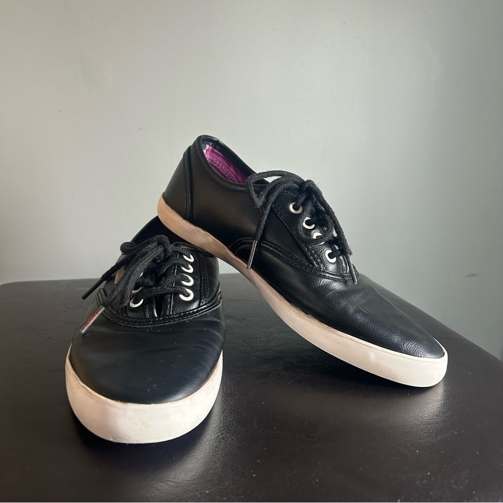 Levi’s Black Faux Leather Sneakers with White Sole